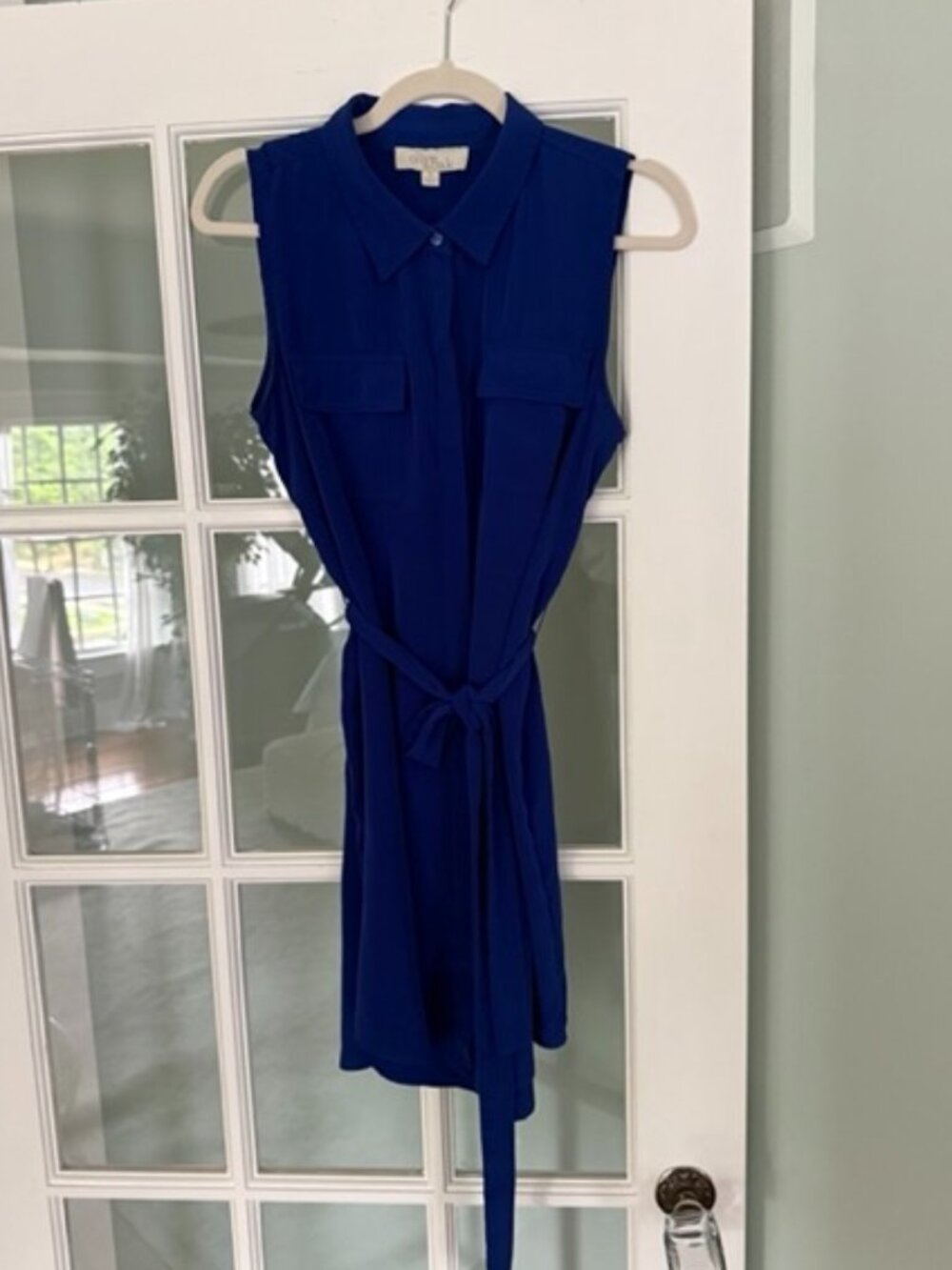 Royal Blue Shirt dress with tie Belt -Size S